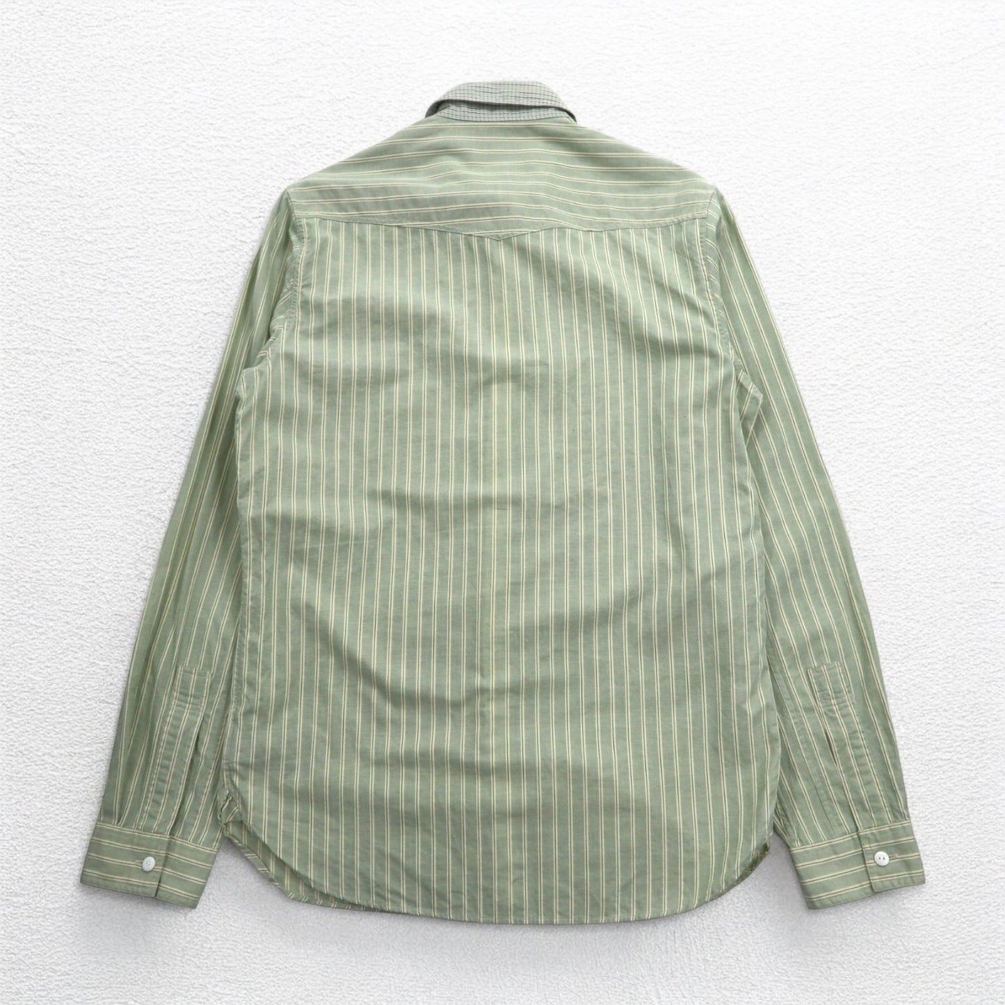 RRL DOUBLE RL RALPH LAUREN クレリックシャツ S グリーン ストライプ チンストラップ