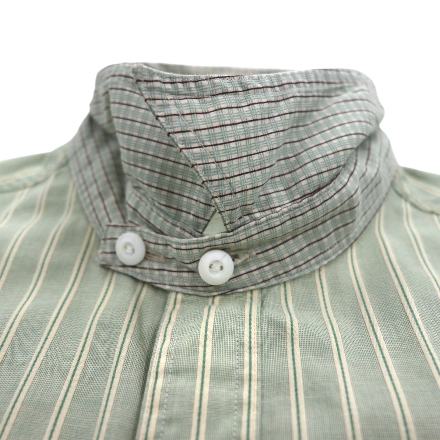 RRL DOUBLE RL RALPH LAUREN クレリックシャツ S グリーン ストライプ チンストラップ