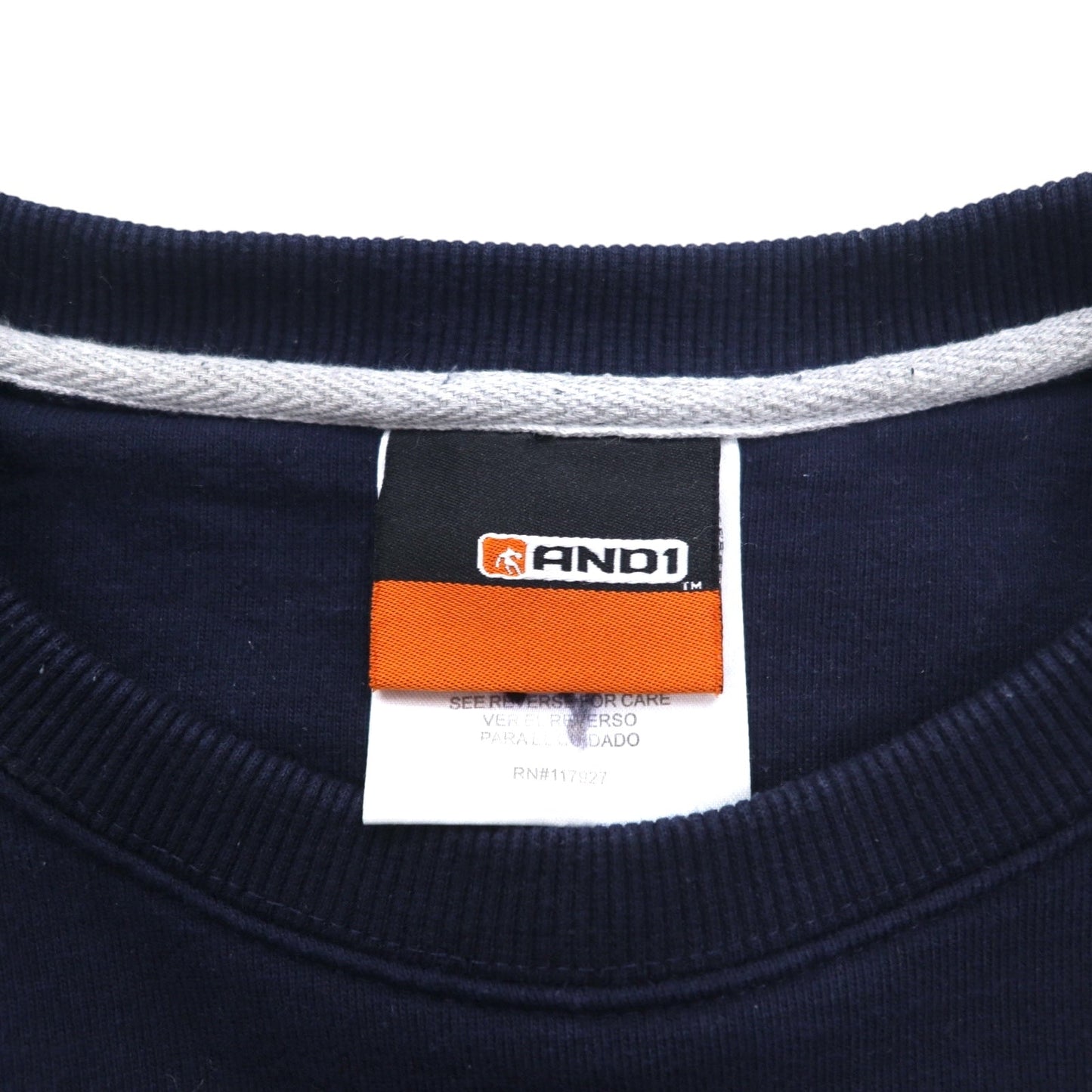 AND1 リバースウィーブ スウェット XL ネイビー コットン ロゴ刺繍
