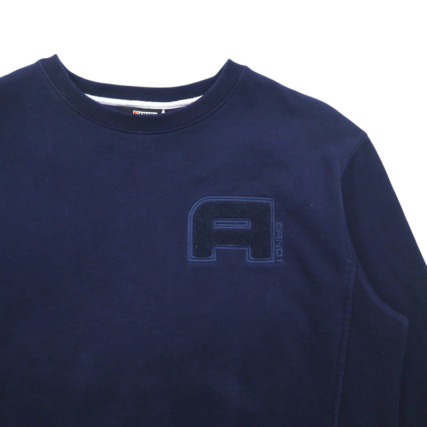 AND1 リバースウィーブ スウェット XL ネイビー コットン ロゴ刺繍