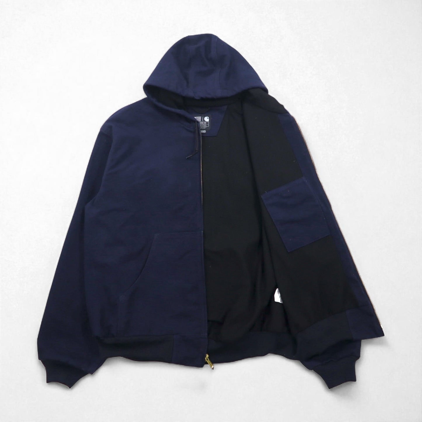 Carhartt USA製 ルーズフィット LOOSE FIT ダック アクティブジャケット フルジップパーカー 2XL ネイビー UFCW J131