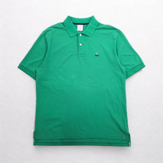 Brooks Brothers オリジナルフィット ポロシャツ M グリーン コットン 鹿の子 ワンポイントロゴ刺繍
