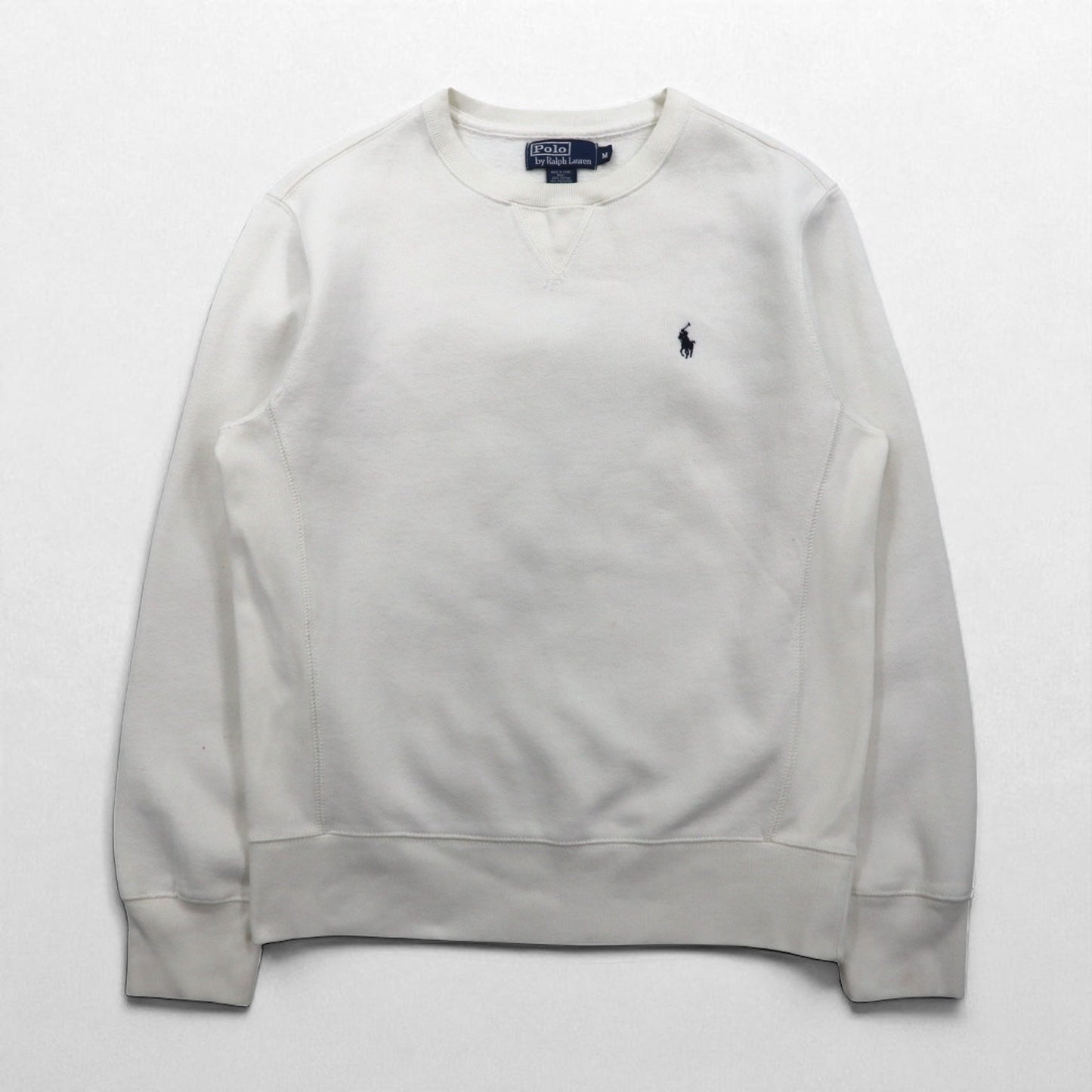 Polo by Ralph Lauren 90年代 リバースウィーブ 前V スウェット M ホワイト 裏起毛 スモールポニー刺繍