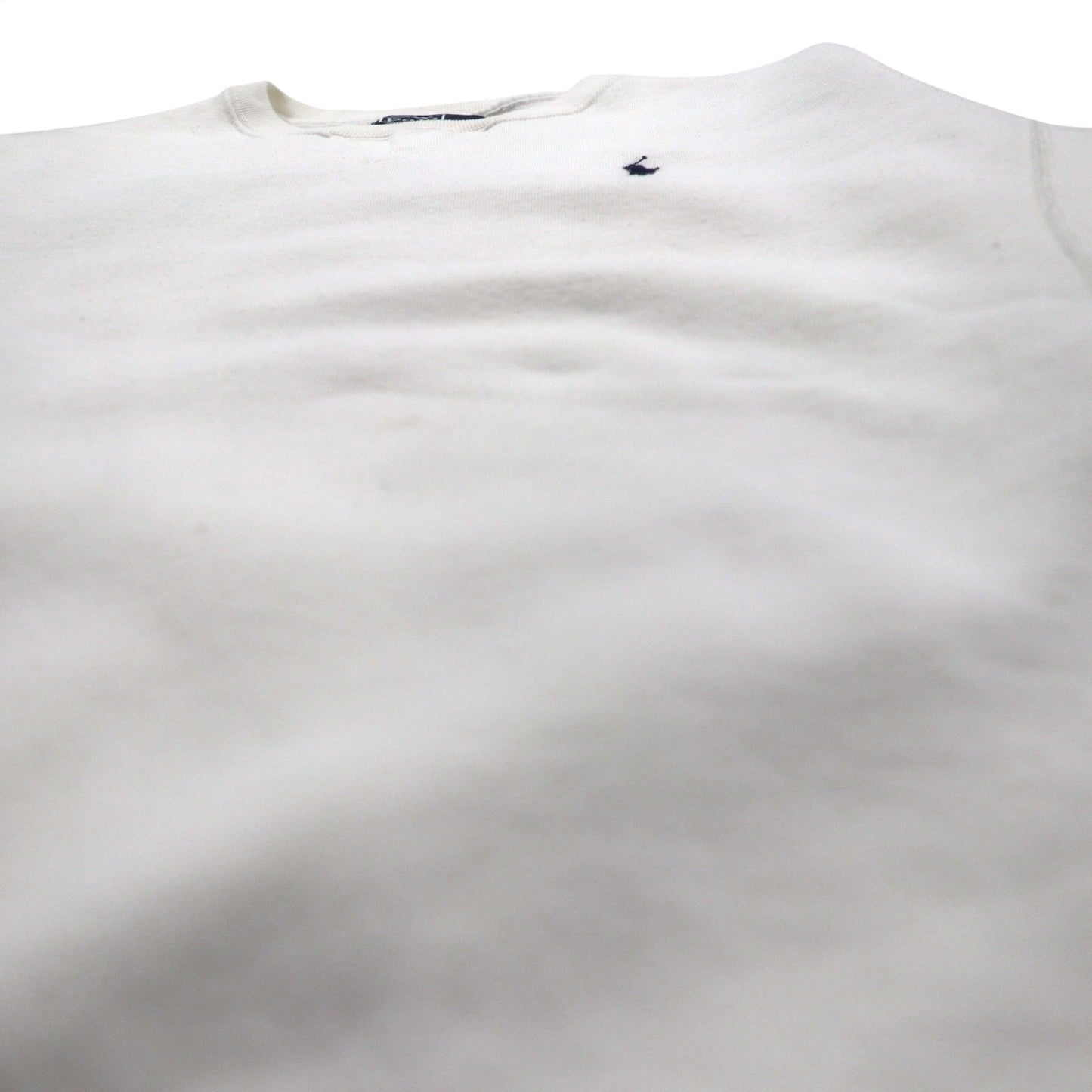 Polo by Ralph Lauren 90年代 リバースウィーブ 前V スウェット M ホワイト 裏起毛 スモールポニー刺繍