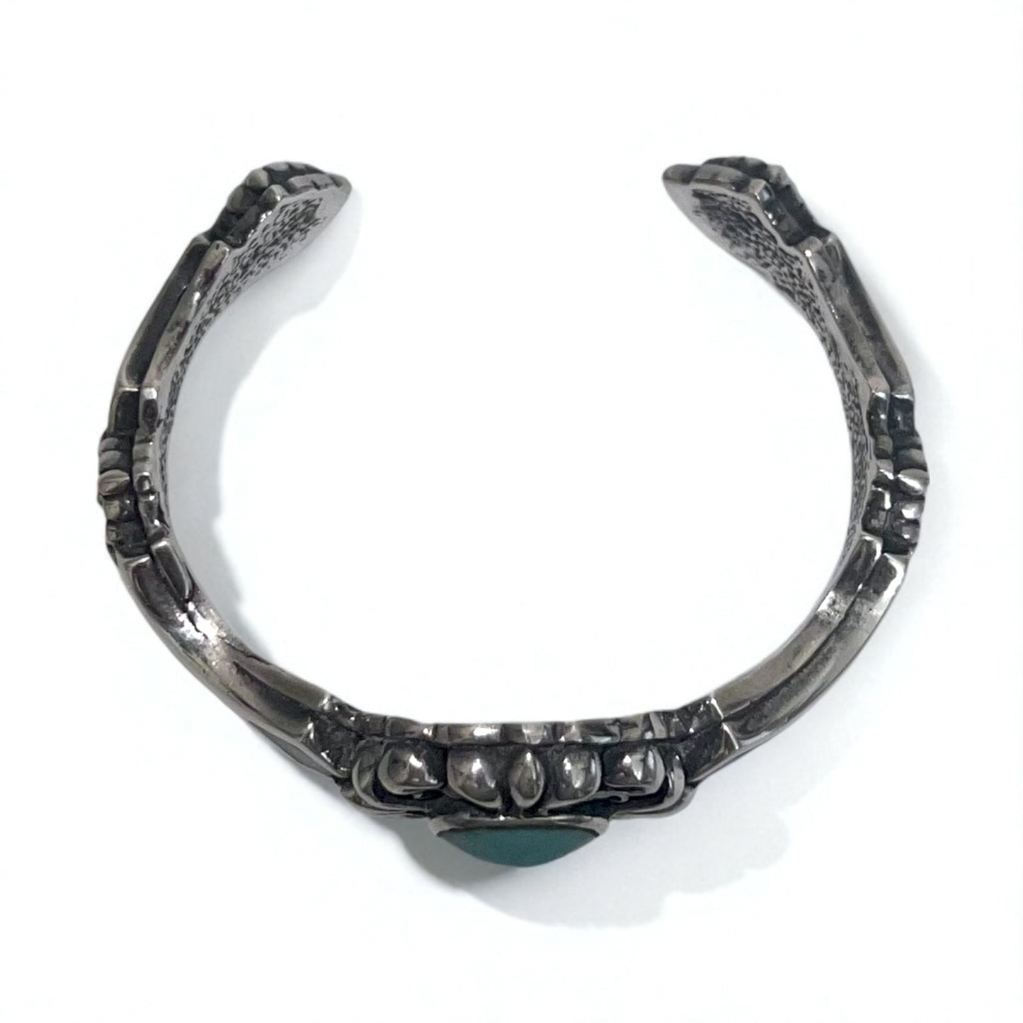 Vintage Silver Bangle ヴィンテージ フレア フローラル ターコイズ バングル 925 A&A ゴシック