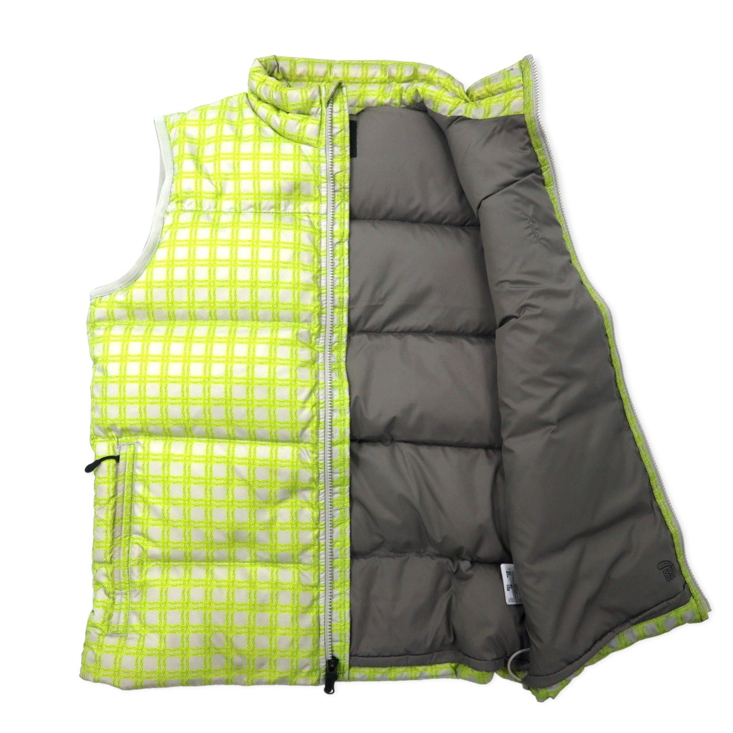 NIKE 総柄 ダウンベスト M イエロー ナイロン 550フィルパワー