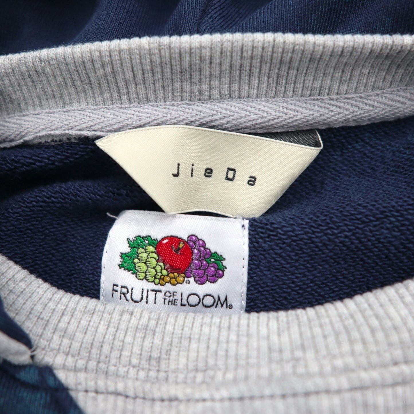 JieDa × FRUIT OF THE LOOM ツートン ヴィンテージ パーカー 2TONE VINTAGE PARKER M ネイビー グレー  後付け 前V Jie-21W-CT05 未使用品