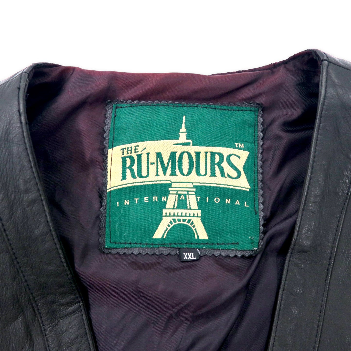 THE RU-MOURS INTERNATIONAL レザー ハンティングベスト XXL ブラック 牛革 マルチポケット ジップアップ