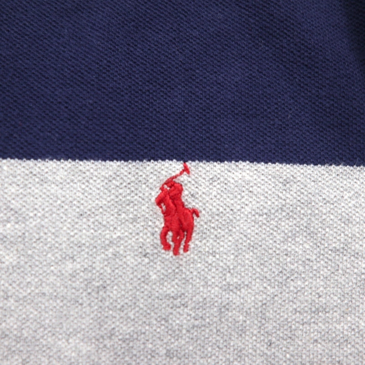 POLO RALPH LAUREN ボーダー ポロシャツ L グレー ネイビー コットン 鹿の子 スモールポニー刺繍