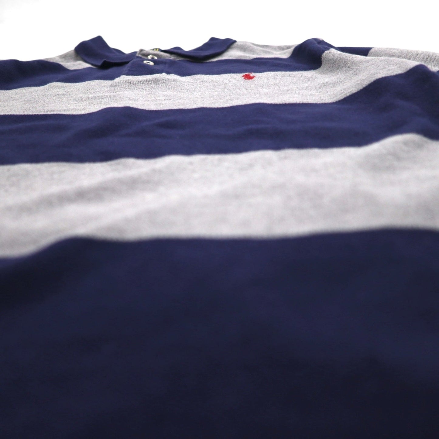 POLO RALPH LAUREN ボーダー ポロシャツ L グレー ネイビー コットン 鹿の子 スモールポニー刺繍
