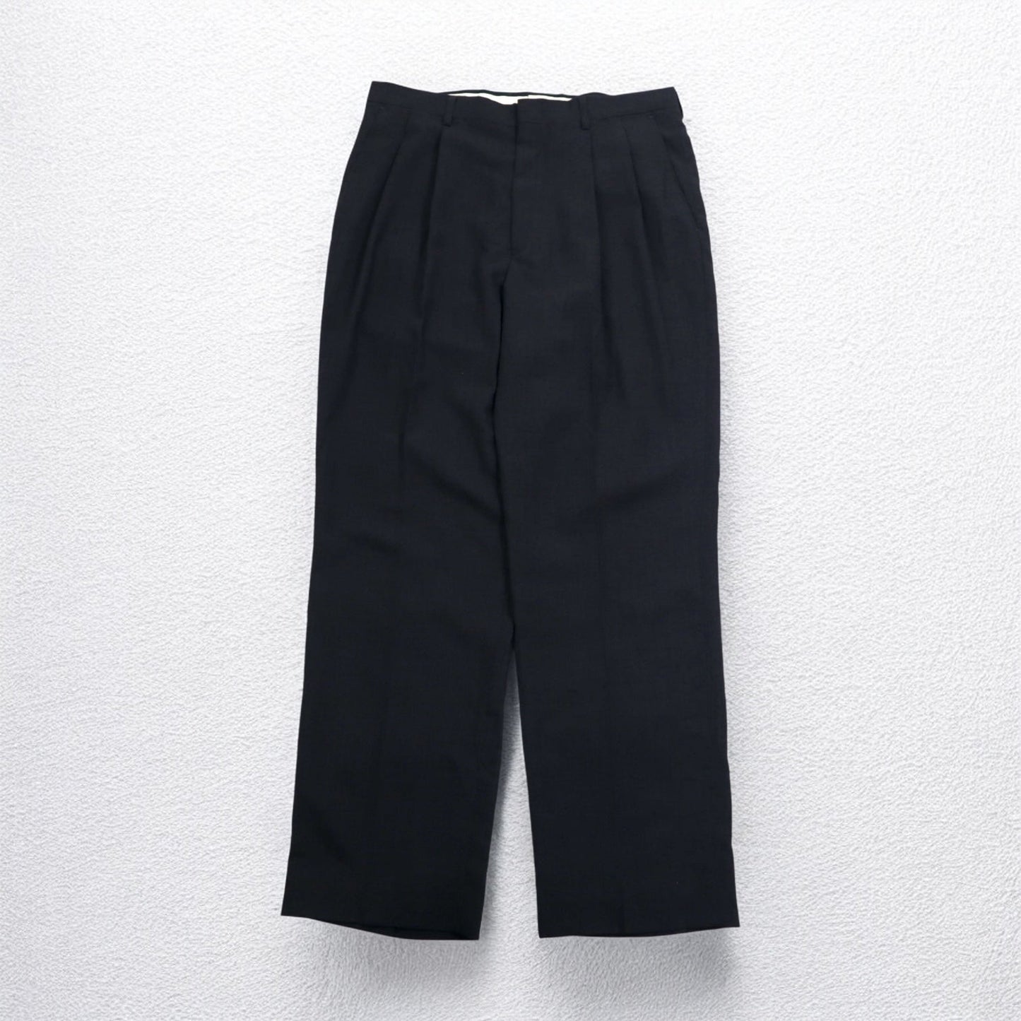 USA製 80年代 HAGGAR 2タック センタープレス スラックスパンツ M グレー ポリエステル ウール