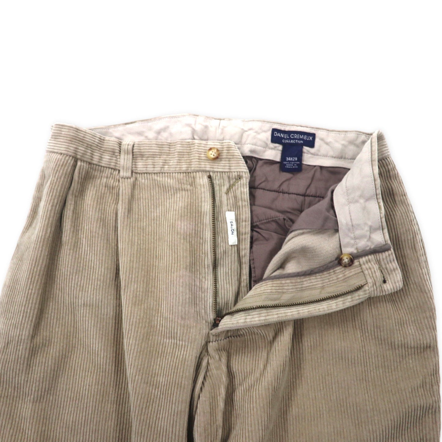 DANIEL CREMIEUX COLLECTION 2タック テーパード コーデュロイパンツ 34 ベージュ コットン 太畝