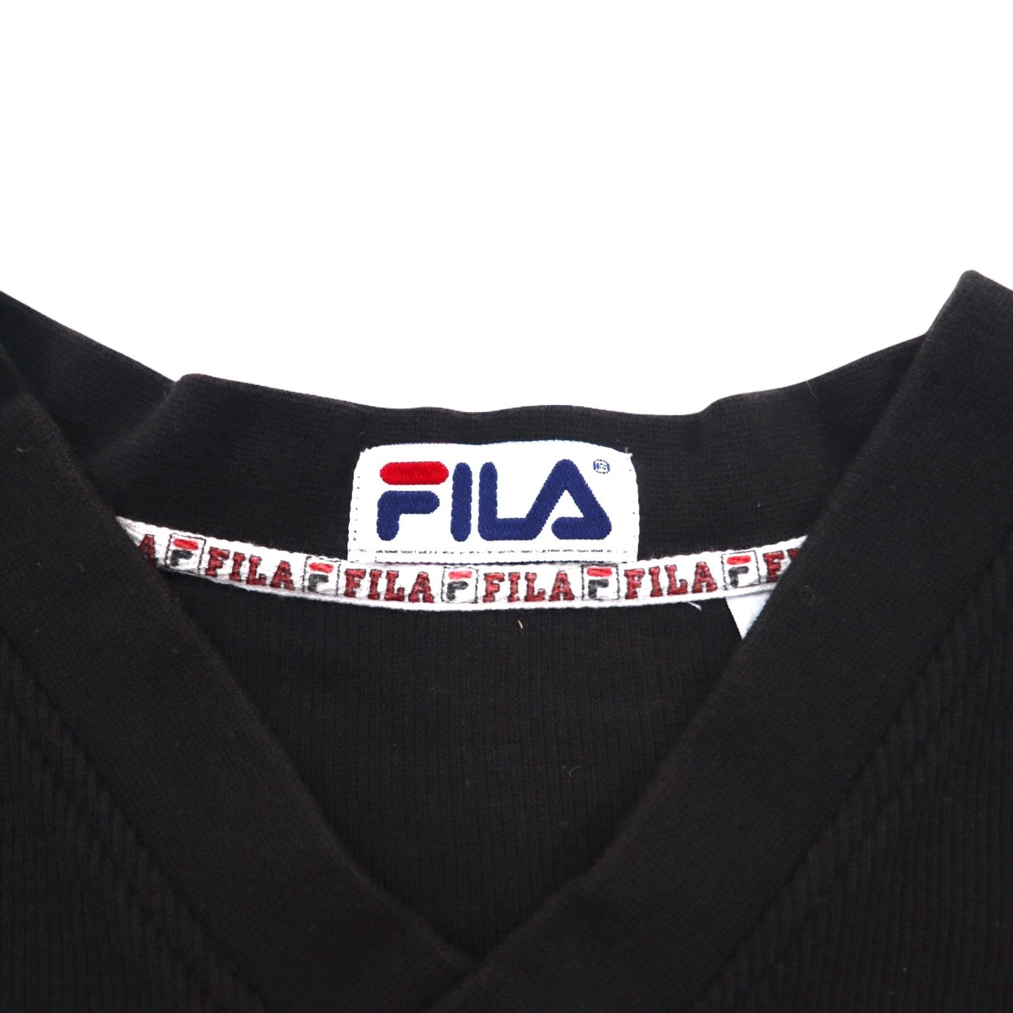 FILA 90年代 Vネック スウェット L ブラック コットン