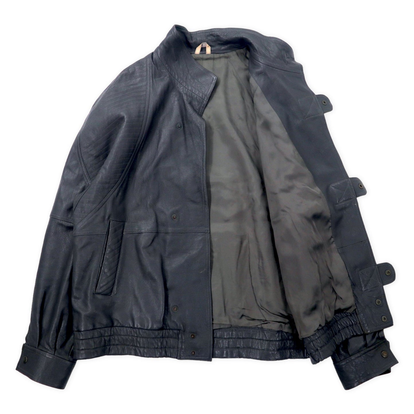 Euro Vintage Leather Jacket ユーロヴィンテージ レザージャケット 48 グレー VERA PELLE スナップボタン everest