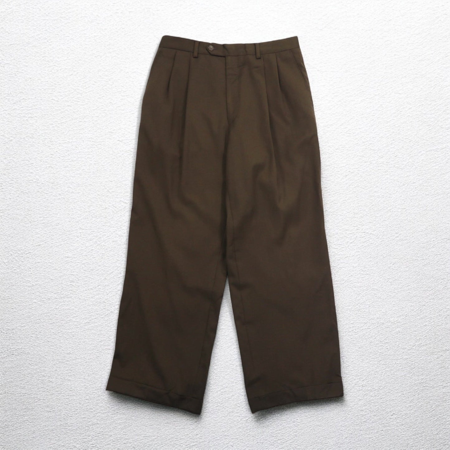 LAUREN RALPH LAUREN 90年代 120's & CASHMERE カシミヤ 2タック ワイド スラックスパンツ M ブラウン ウール