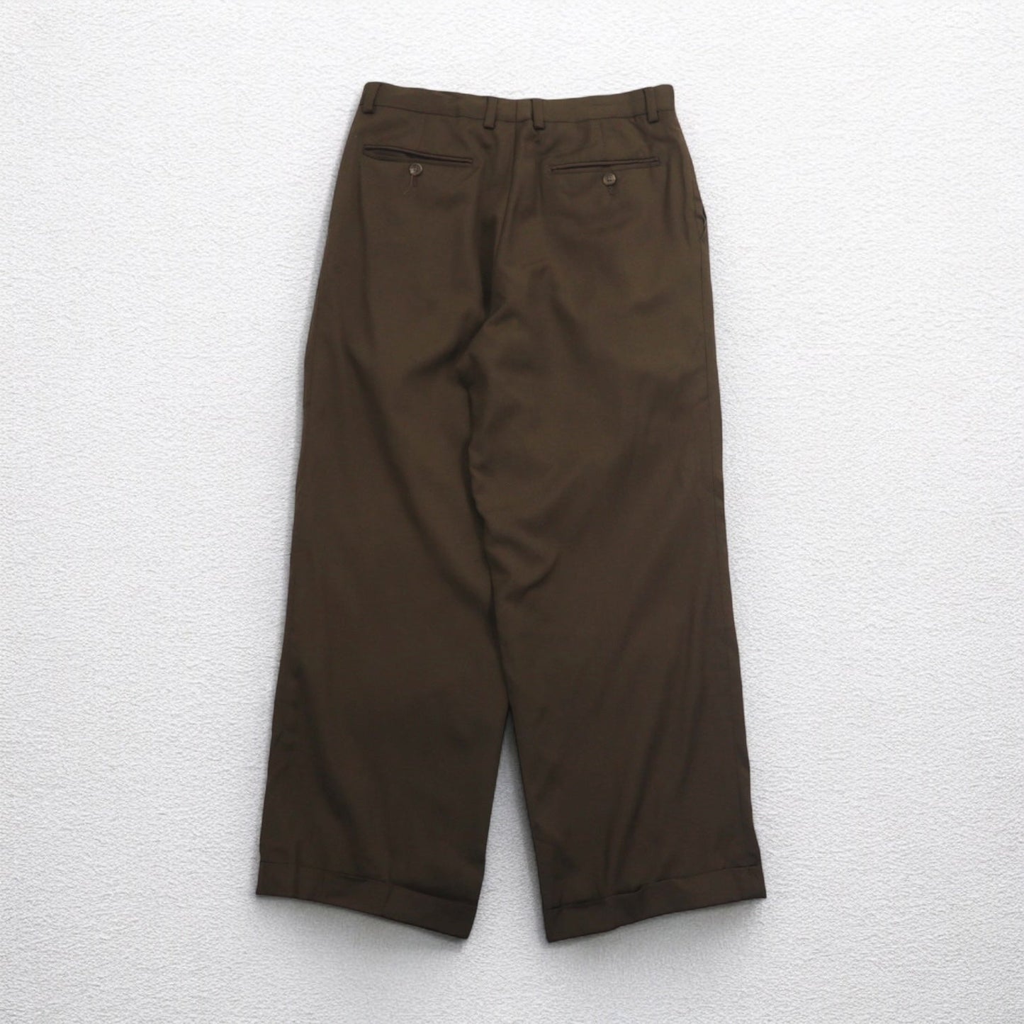 LAUREN RALPH LAUREN 90年代 120's & CASHMERE カシミヤ 2タック ワイド スラックスパンツ M ブラウン ウール