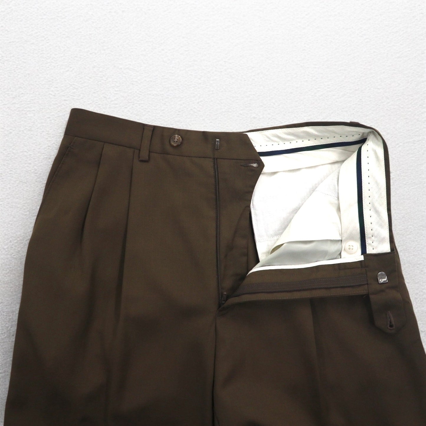 LAUREN RALPH LAUREN 90年代 120's & CASHMERE カシミヤ 2タック ワイド スラックスパンツ M ブラウン ウール