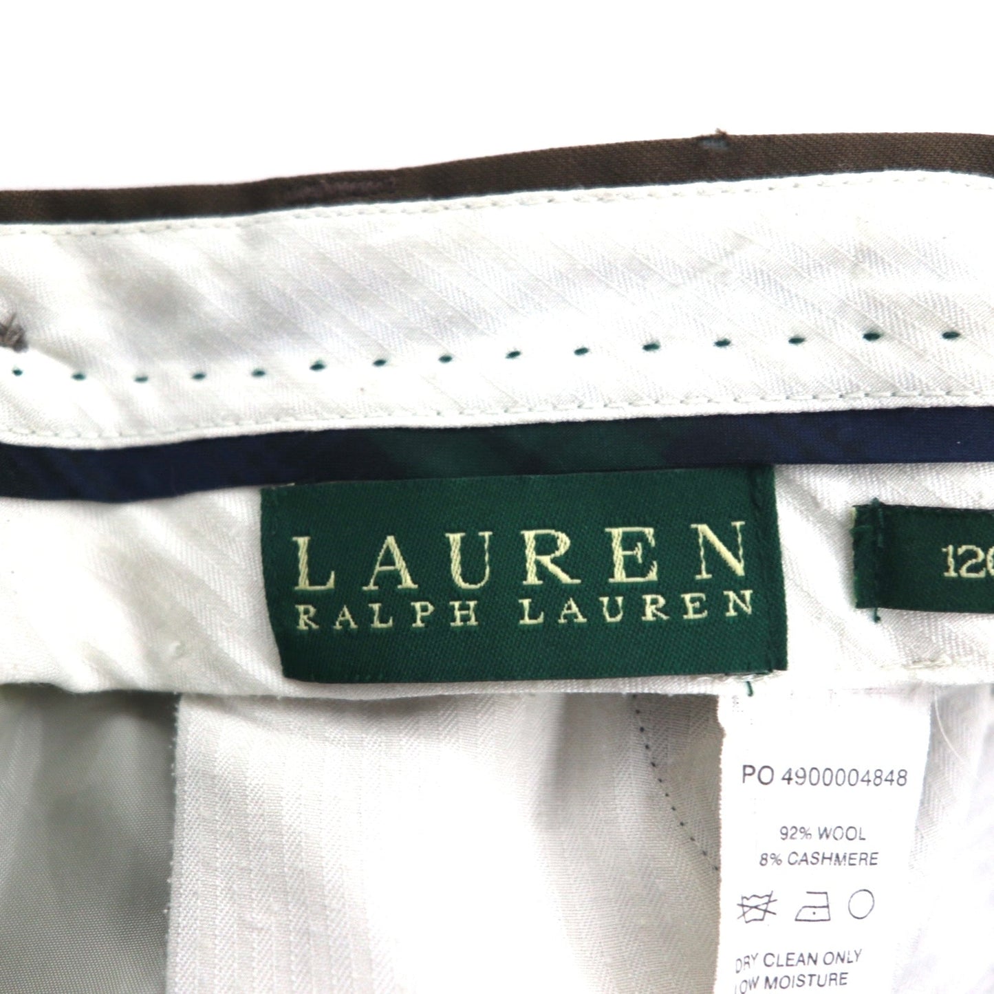 LAUREN RALPH LAUREN 90年代 120's & CASHMERE カシミヤ 2タック ワイド スラックスパンツ M ブラウン ウール