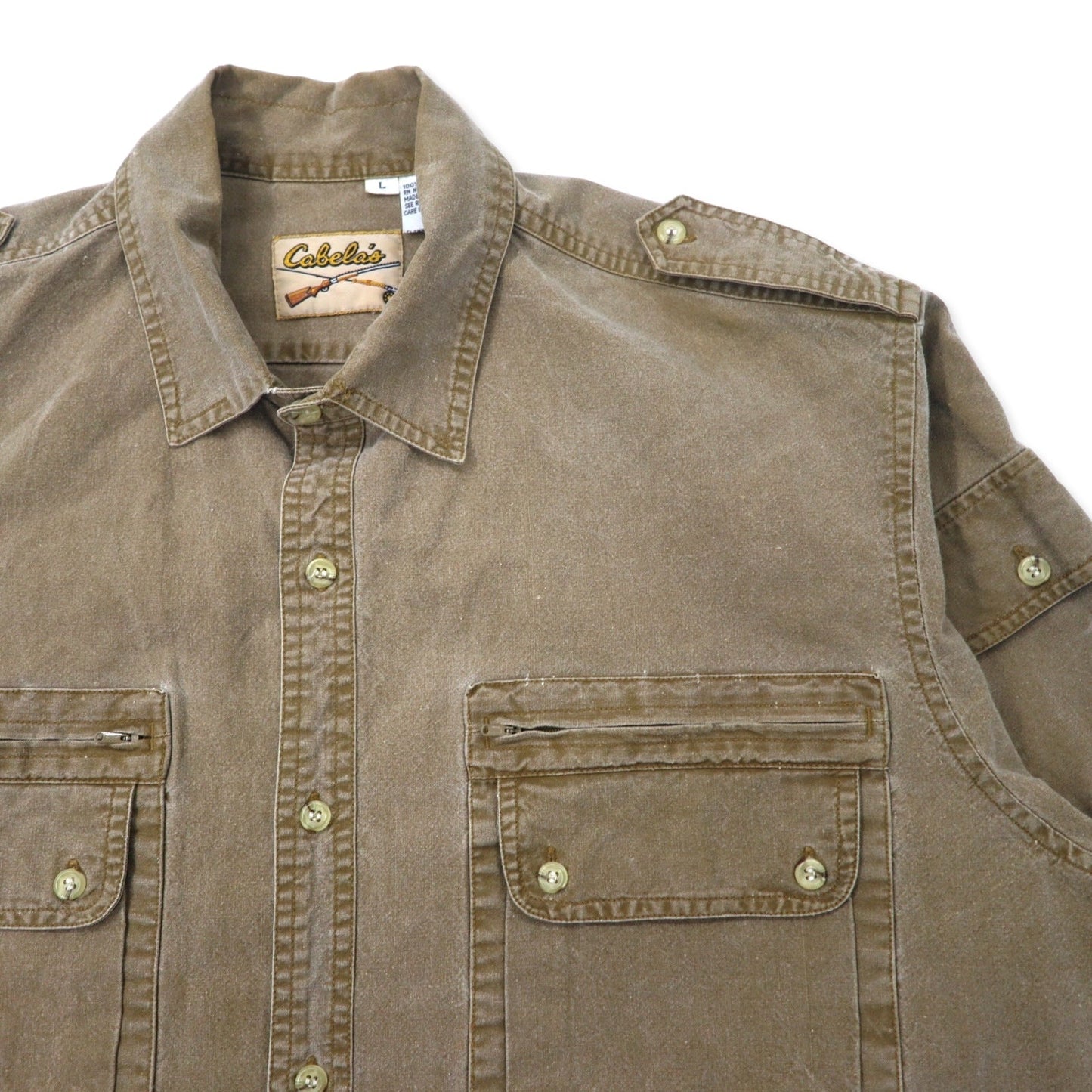 Cabela's 90年代 フィールドシャツ L カーキ コットン エポレット ミリタリー