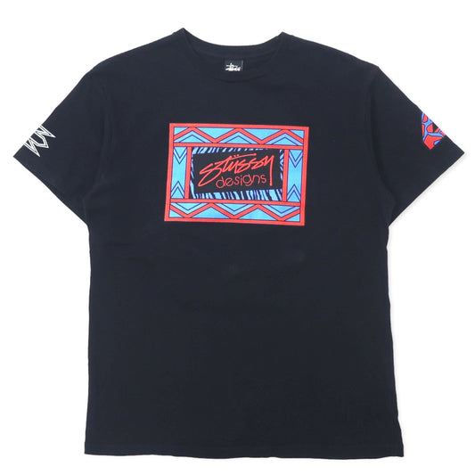 stussy N4 シャネルロゴ プリント Tシャツ L ブラック コットン