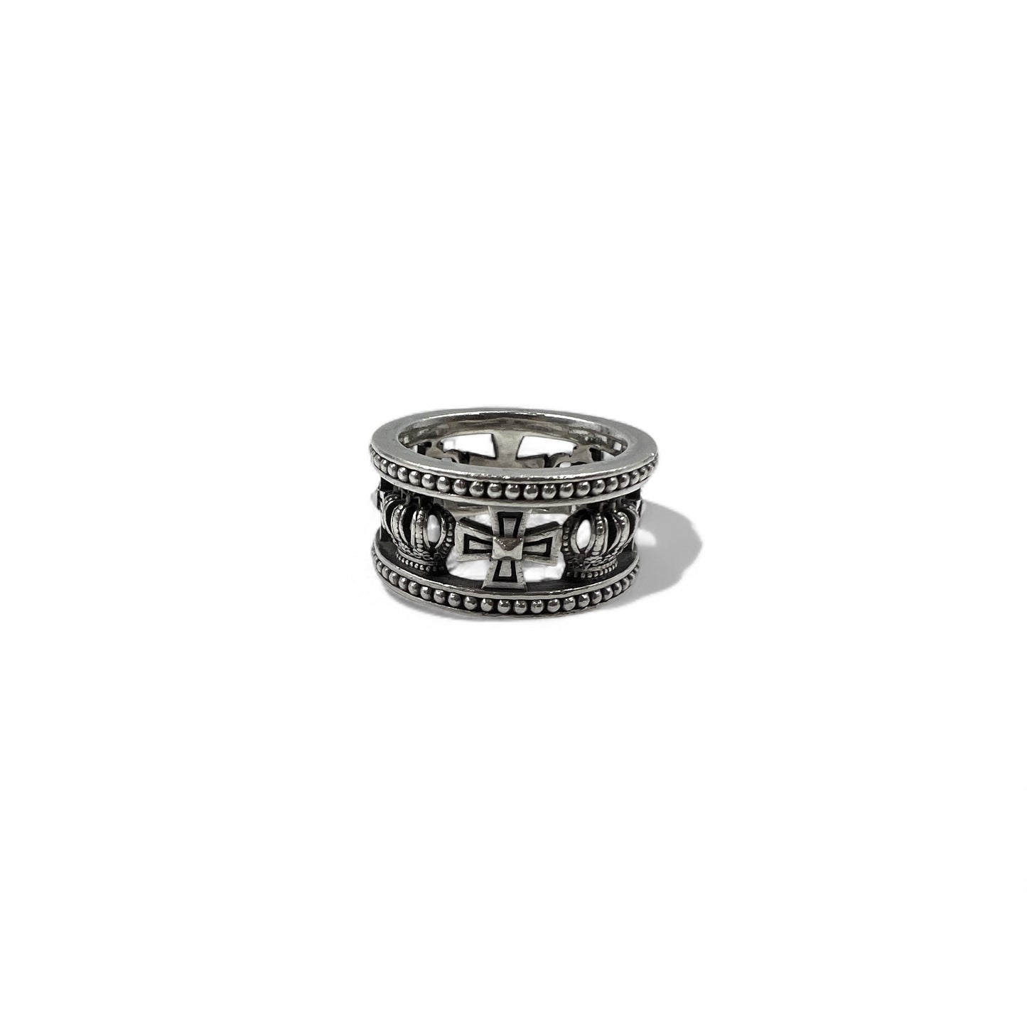 Justin Davis クラウン 王冠 アイアンクロス リング 指輪 18号 シルバー 925 MEDIEVAL WEDDING BAND