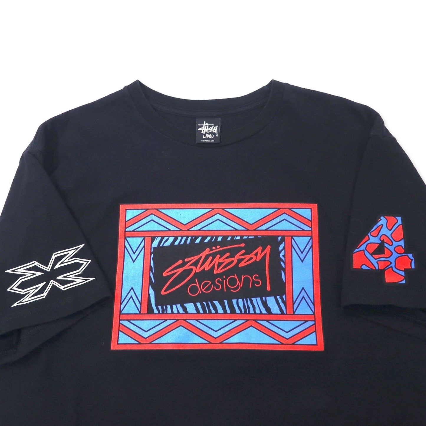 stussy N4 シャネルロゴ プリント Tシャツ L ブラック コットン