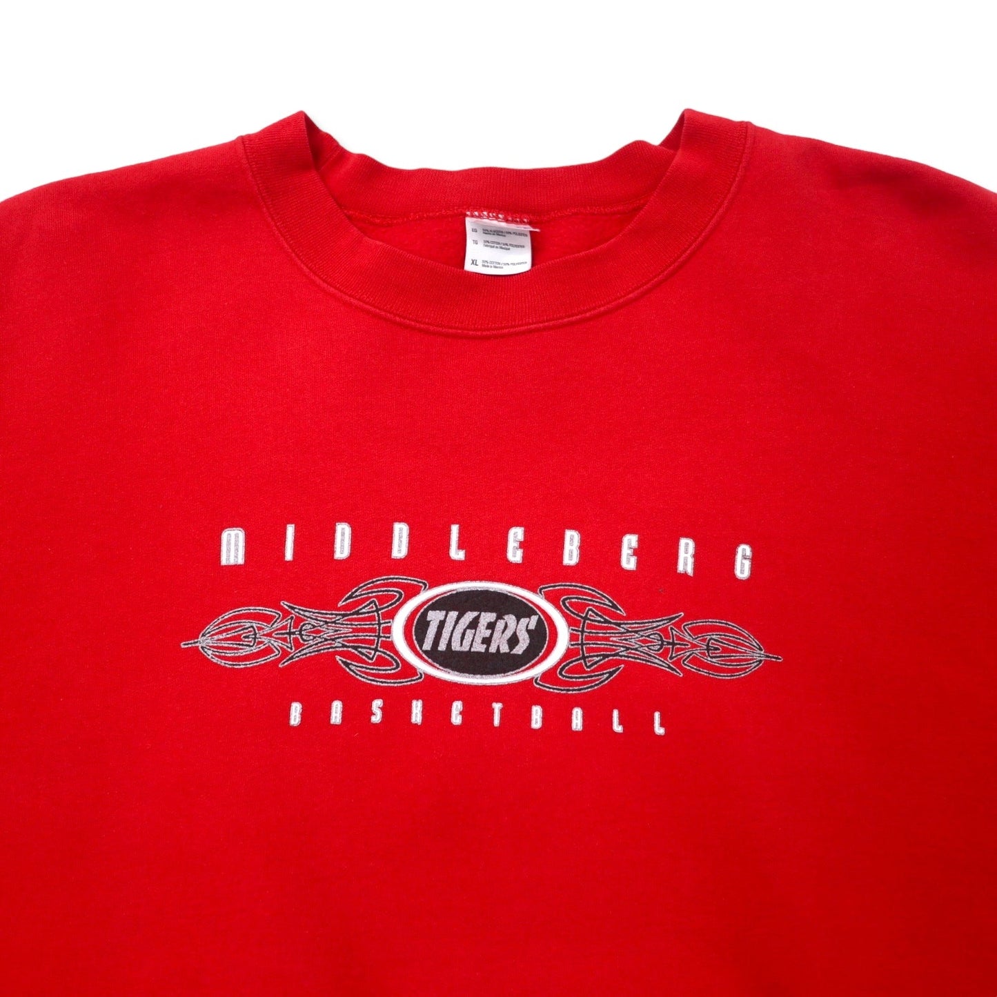 GILDAN カレッジ プリント スウェット XL レッド コットン 裏起毛 MIDDLEBERG TIGERS BASKETBALL ビッグサイズ メキシコ製