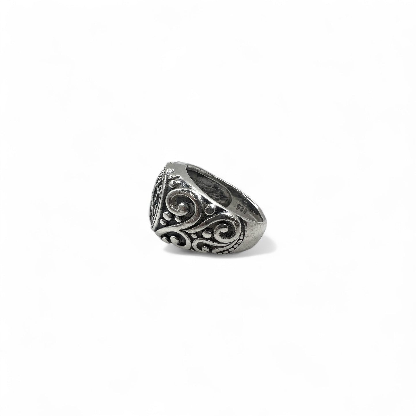 Vintage Virgin Mary Silver Ring 聖母 マリア シルバーリング 指輪 17号 925 クロス アラベスク