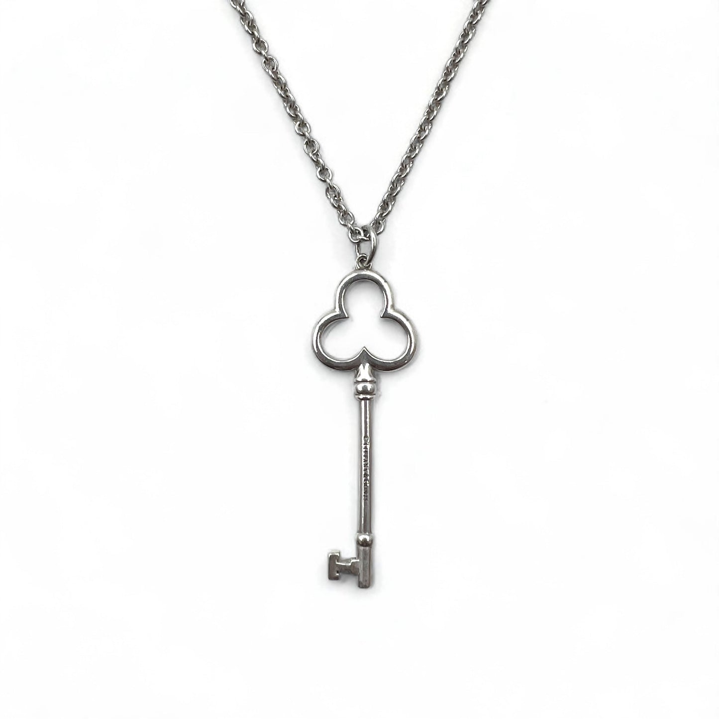 TIFFANY & CO. トレフォイル クローバー キー ネックレス SILVER 925 シルバー チェーン ペンダント