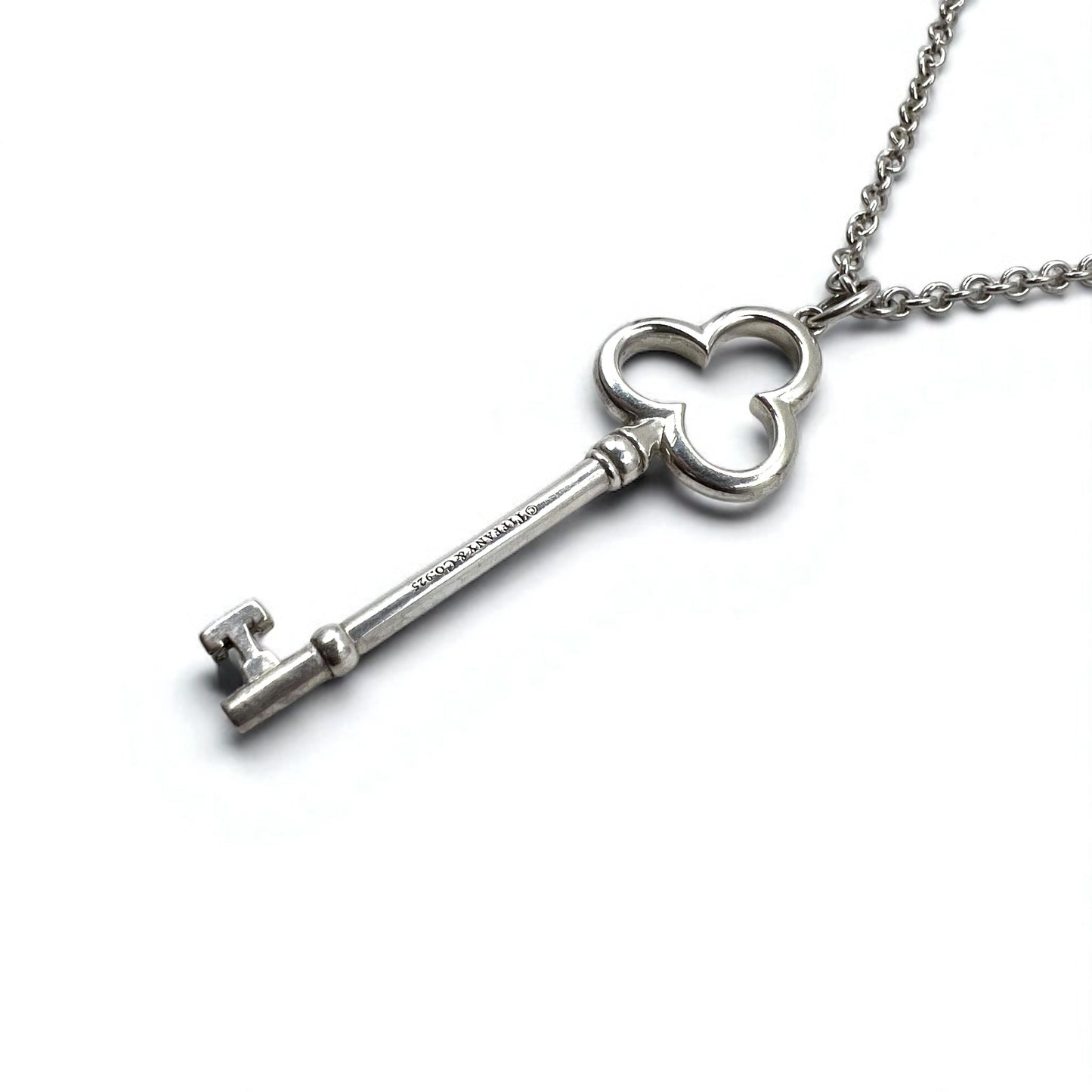 TIFFANY & CO. トレフォイル クローバー キー ネックレス SILVER 925 シルバー チェーン ペンダント
