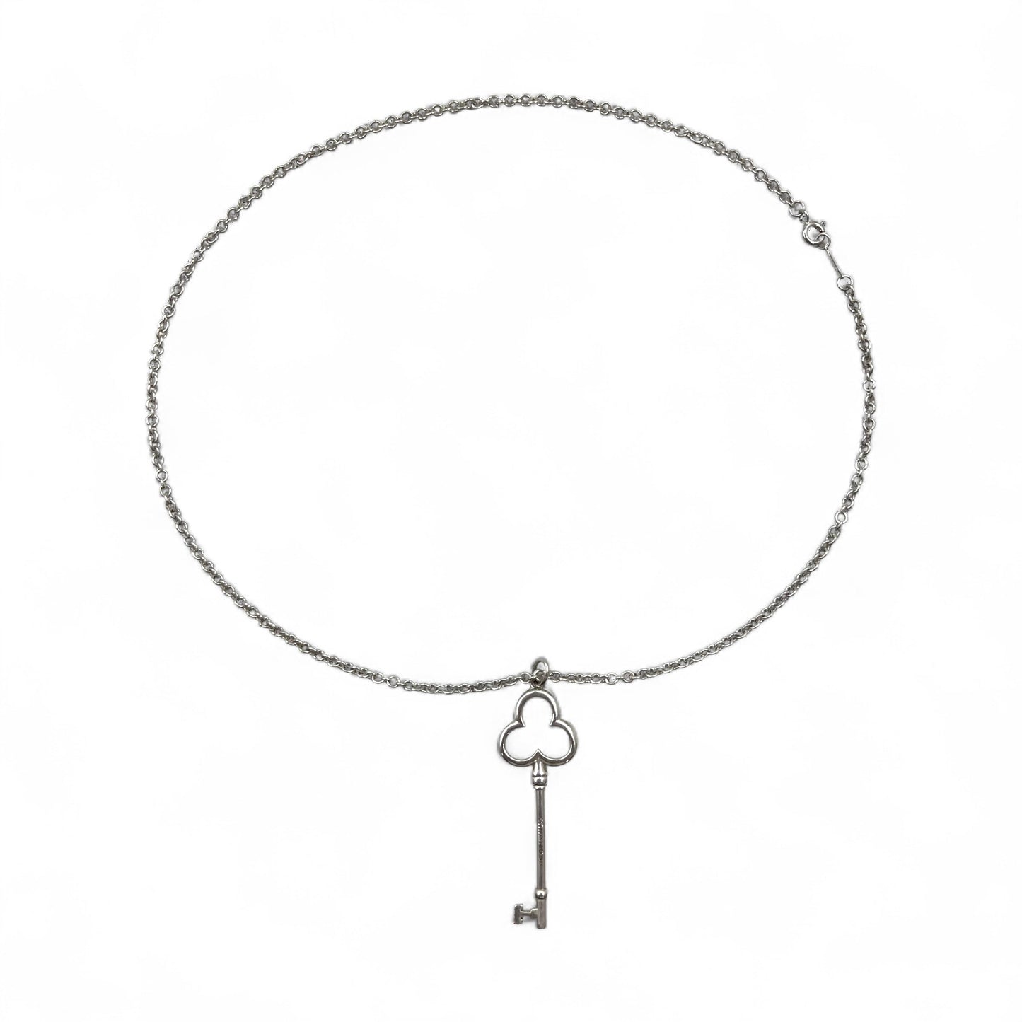 TIFFANY & CO. トレフォイル クローバー キー ネックレス SILVER 925 シルバー チェーン ペンダント
