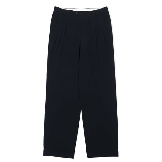 WOLFHOSE 80年代 ユーロヴィンテージ タック スラックスパンツ 102 ブラック ポリエステル ウール ワイドシルエット