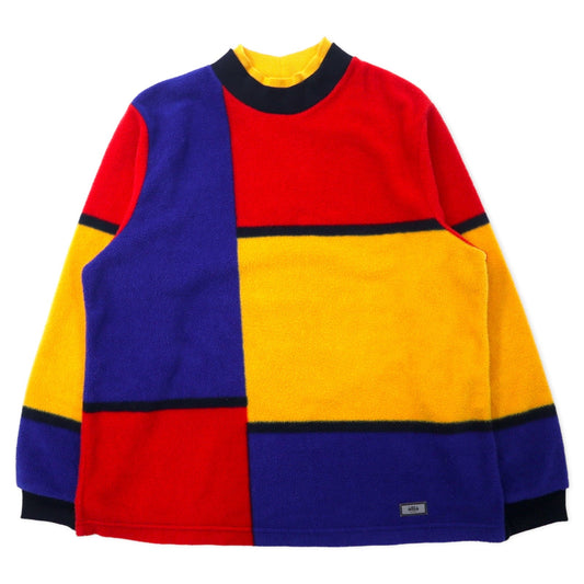 alia SPORT 90年代 ビッグサイズ カラーブロック フリース プルオーバー M マルチカラー ポリエステル クレイジーパターン