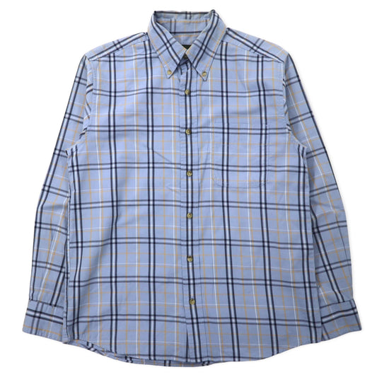 Eddie Bauer ボタンダウンシャツ L ブルー チェック コットン