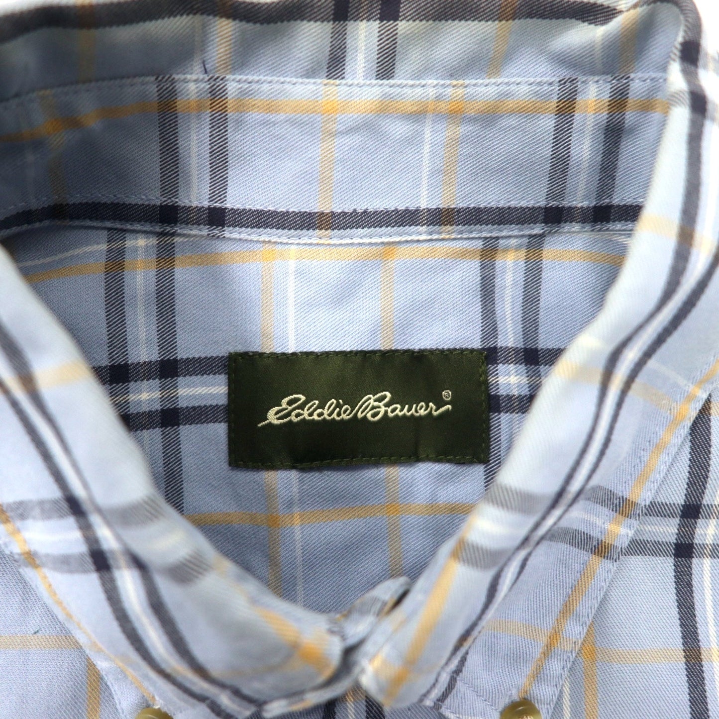 Eddie Bauer ボタンダウンシャツ L ブルー チェック コットン
