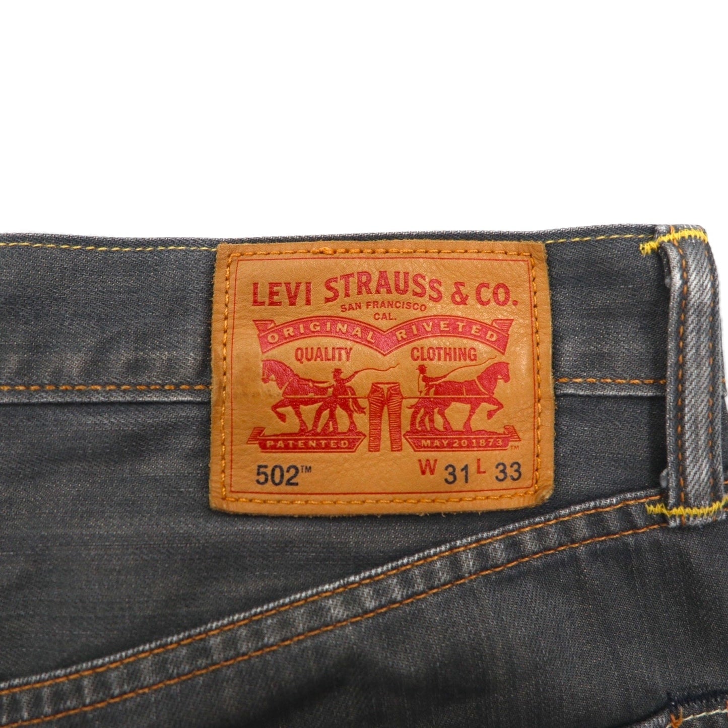 Levi's 502 デニムパンツ ジーンズ M グレー コットン レザーパッチ 00502-0368