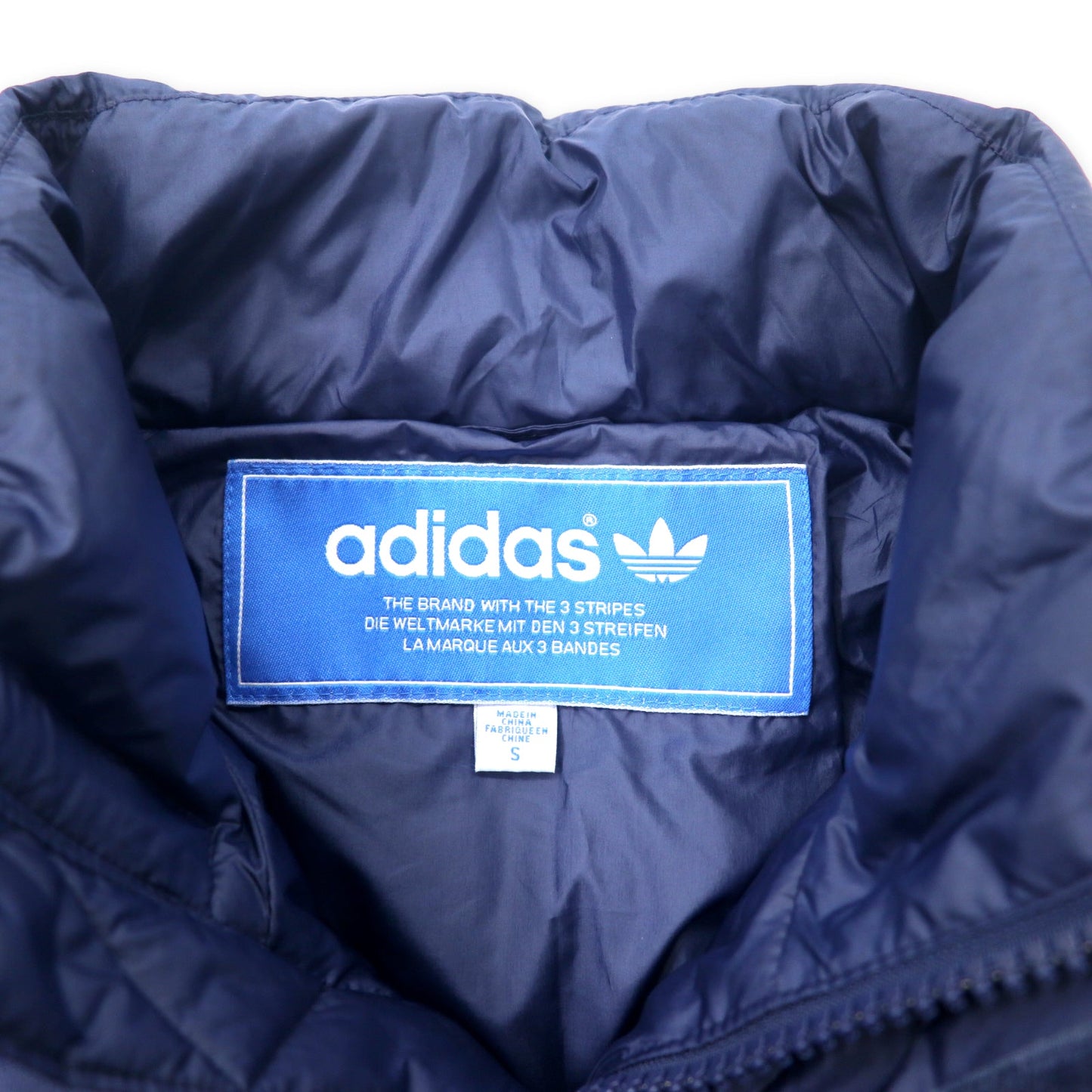 adidas originals ダウンジャケット S ネイビー ポリエステル フード収納式 トレフォイルロゴ