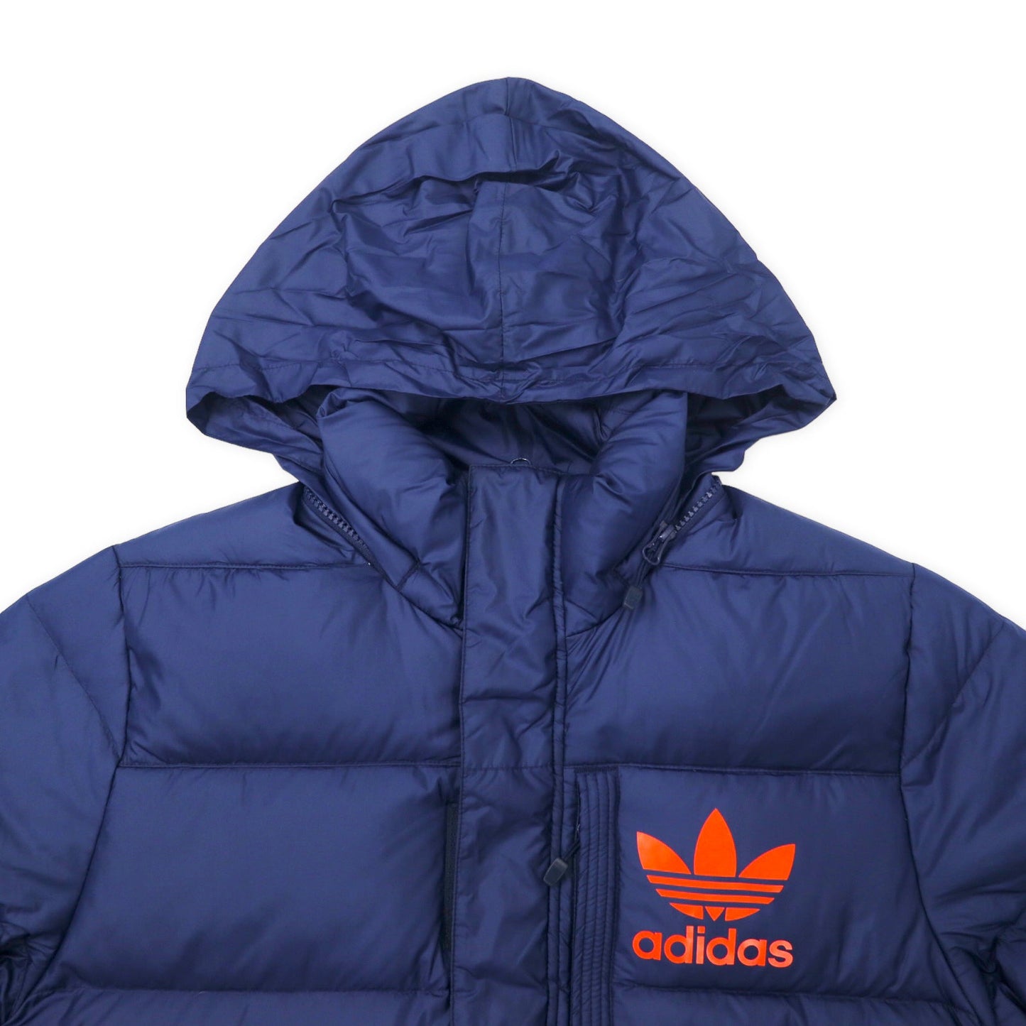 adidas originals ダウンジャケット S ネイビー ポリエステル フード収納式 トレフォイルロゴ