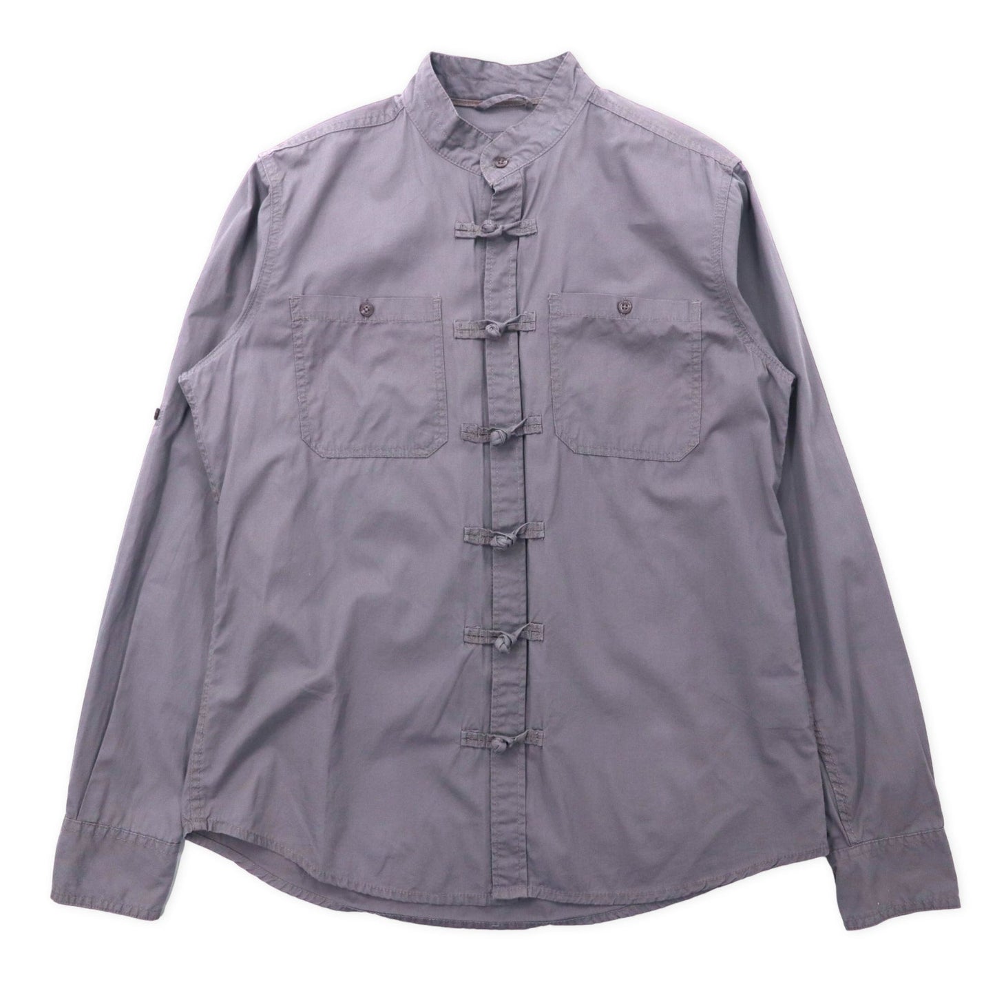 MATELEAU チャイナシャツ L グレー コットン VESTES SHIRT フランス ユーロワーク チュニジア製