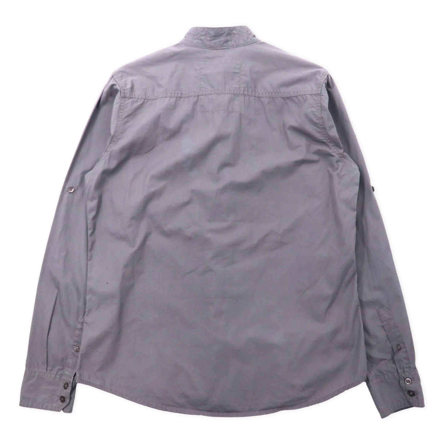 MATELEAU チャイナシャツ L グレー コットン VESTES SHIRT フランス ユーロワーク チュニジア製