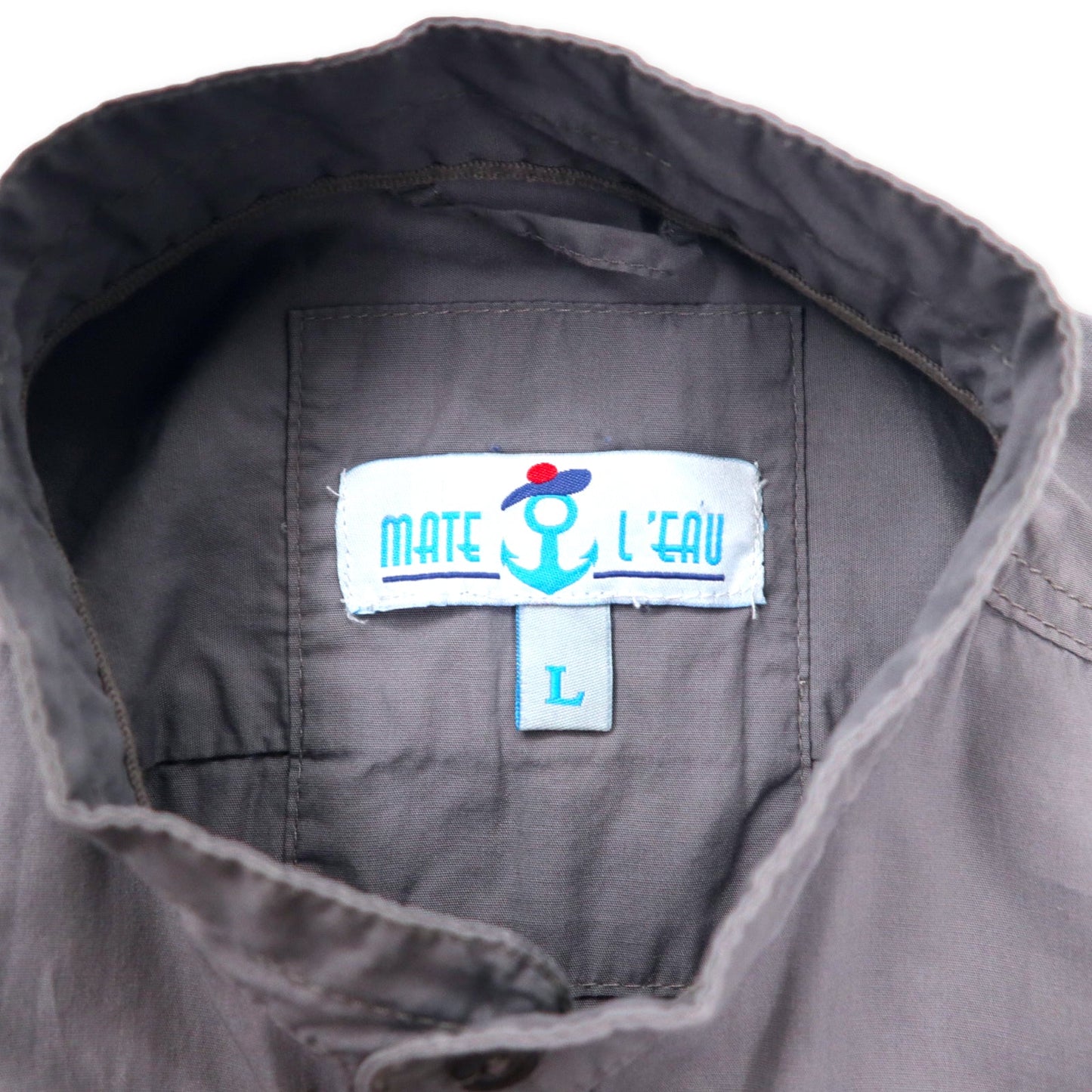 MATELEAU チャイナシャツ L グレー コットン VESTES SHIRT フランス ユーロワーク チュニジア製
