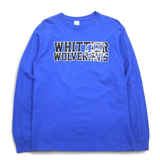 GILDAN カレッジプリント ロングスリーブTシャツ ロンT M ブルー WHITTIER WOLVERINES ホンジュラス製