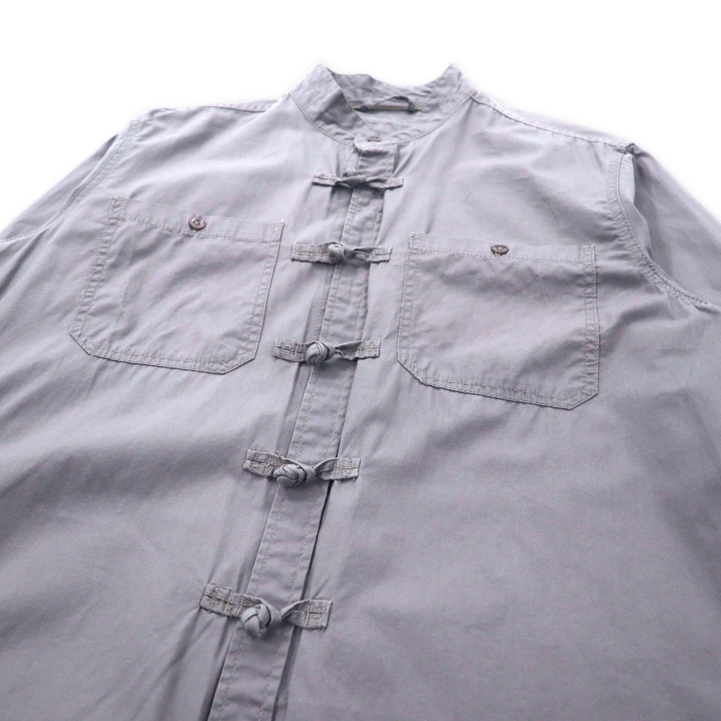 MATELEAU チャイナシャツ L グレー コットン VESTES SHIRT フランス ユーロワーク チュニジア製