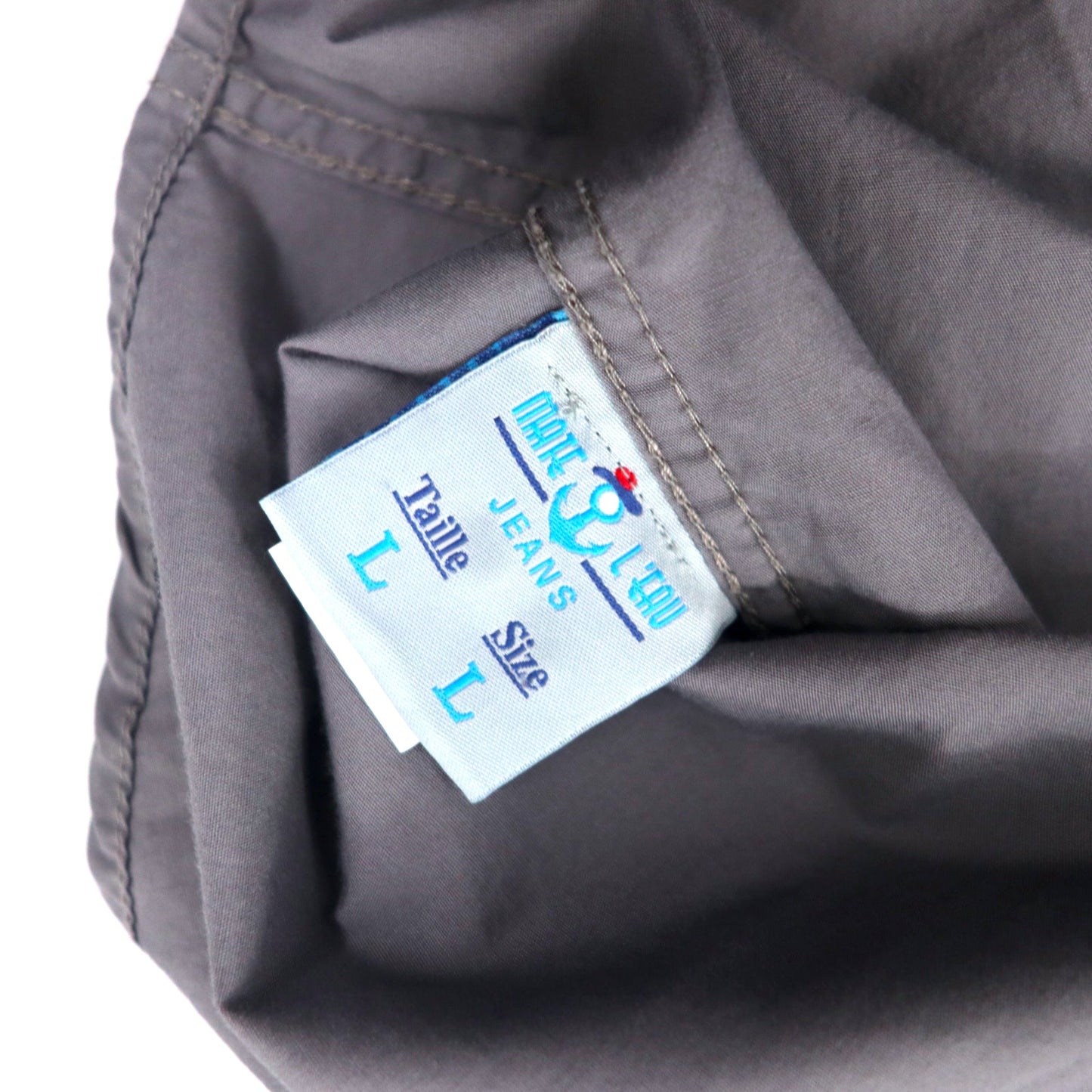 MATELEAU チャイナシャツ L グレー コットン VESTES SHIRT フランス ユーロワーク チュニジア製