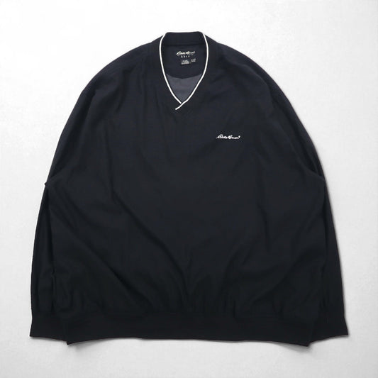 Eddie Bauer ピステ プルオーバー ナイロンジャケット XL ブラック ポリエステル 撥水 ワンポイントロゴ刺繍