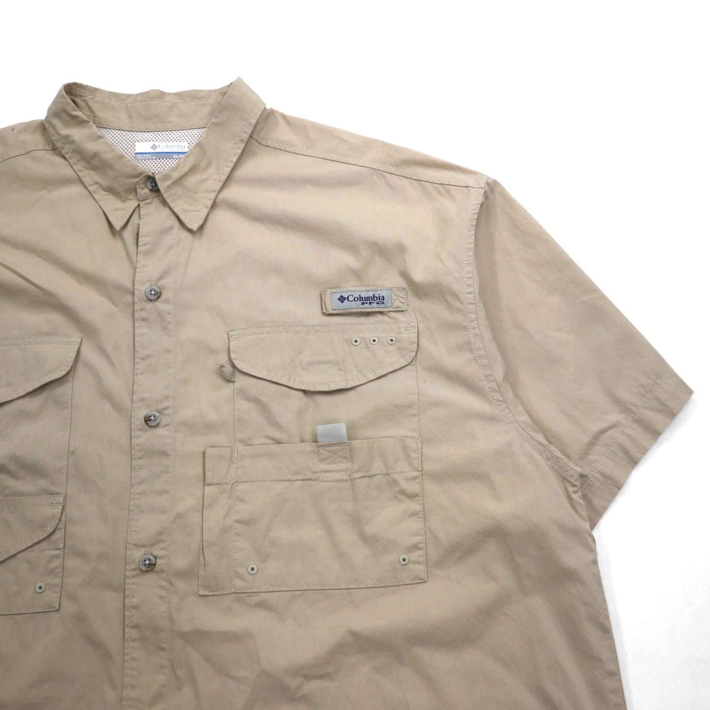 Columbia PFG バハマ 半袖 フィッシング シャツ XL ベージュ コットン FM7130