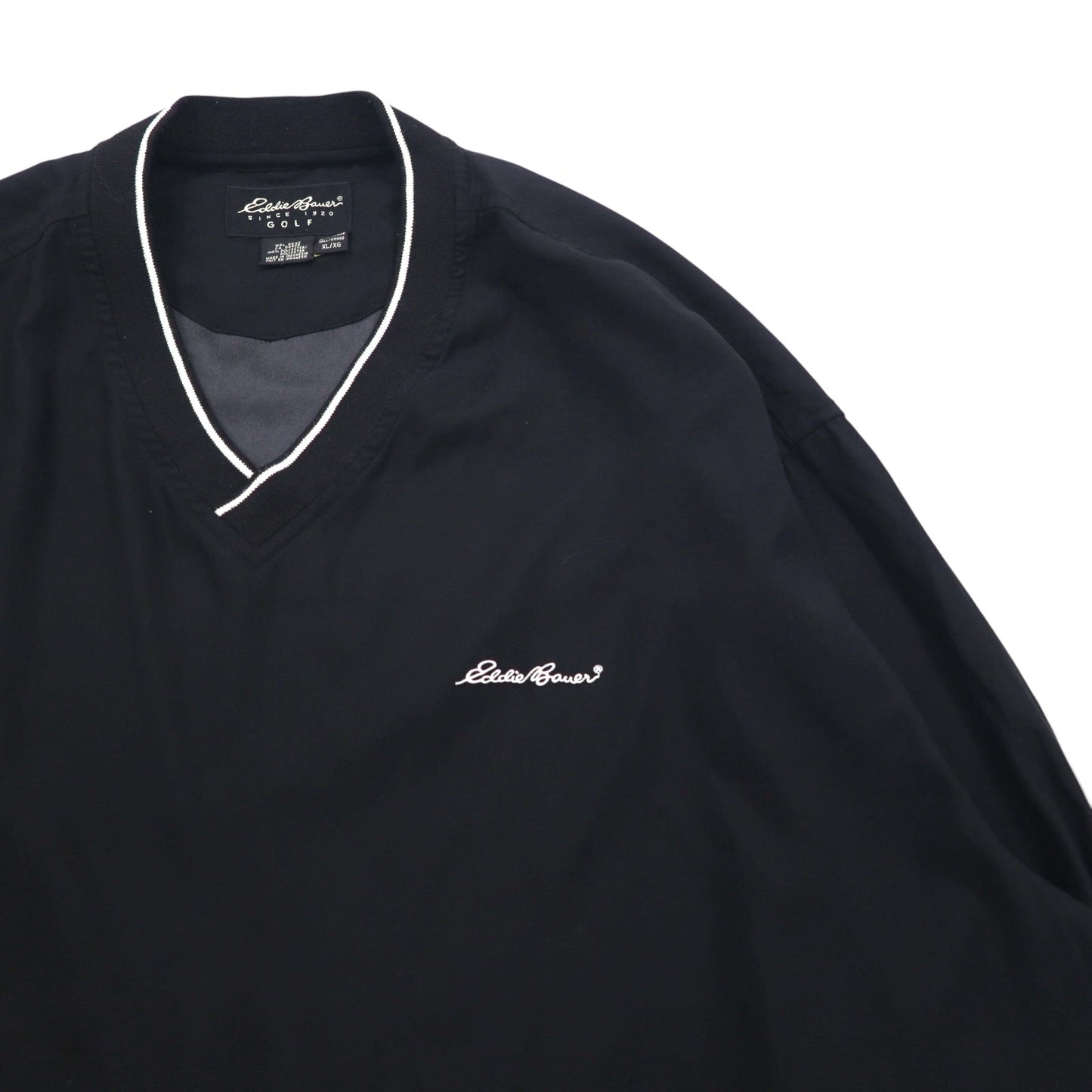 Eddie Bauer ピステ プルオーバー ナイロンジャケット XL ブラック ポリエステル 撥水 ワンポイントロゴ刺繍
