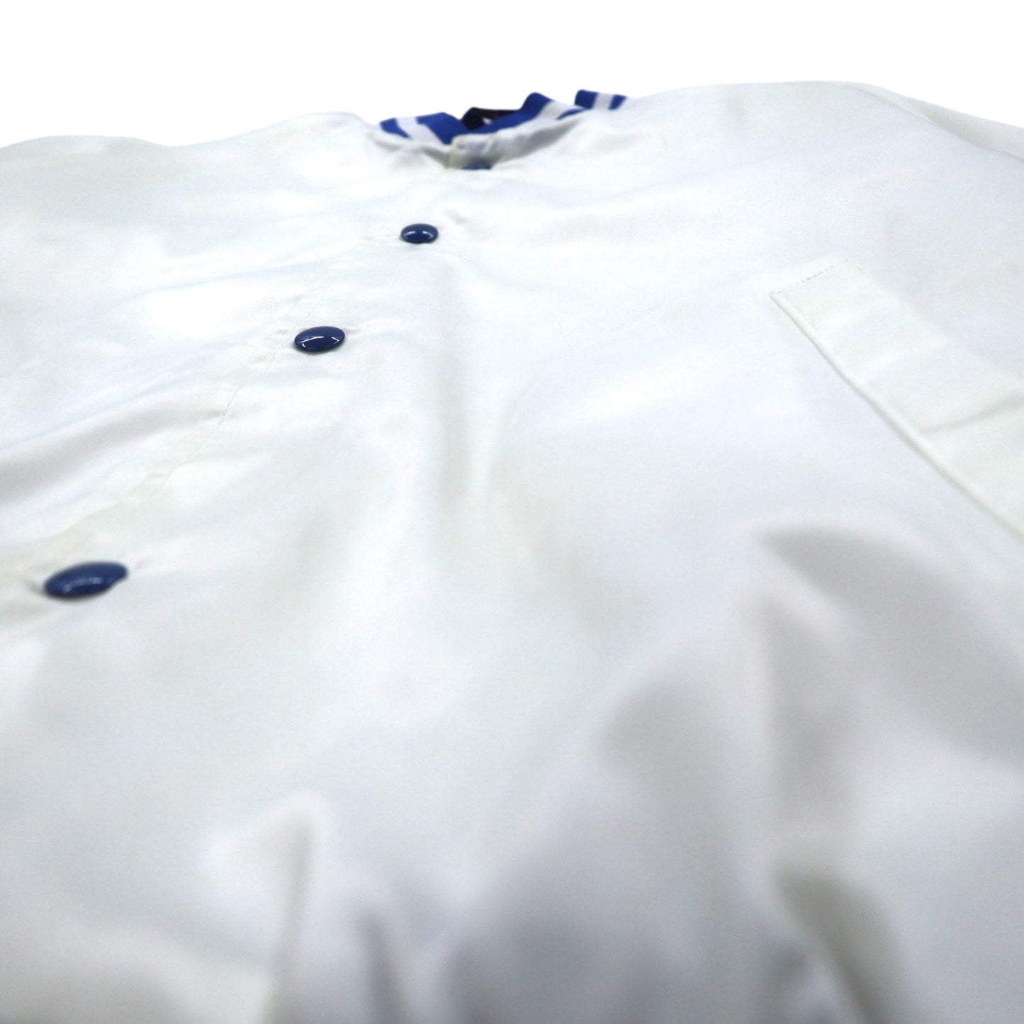Vintage 90s USA Made Satin Varsity Jacket ASW JACKETS 90年代 スタジャン L ホワイト ナイロン