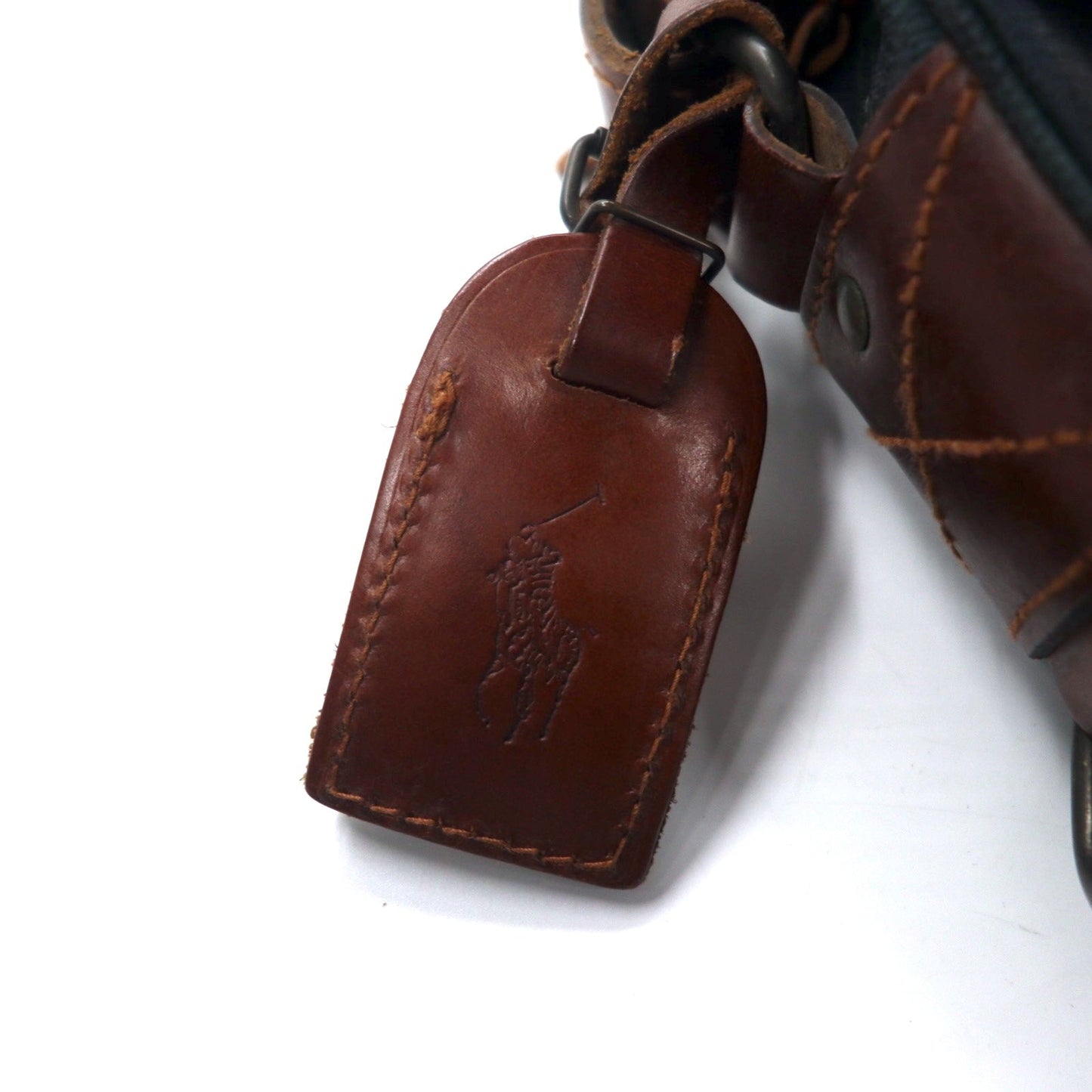 POLO RALPH LAUREN ブラックウォッチ ショルダーバッグ グリーン チェック PVC レザー