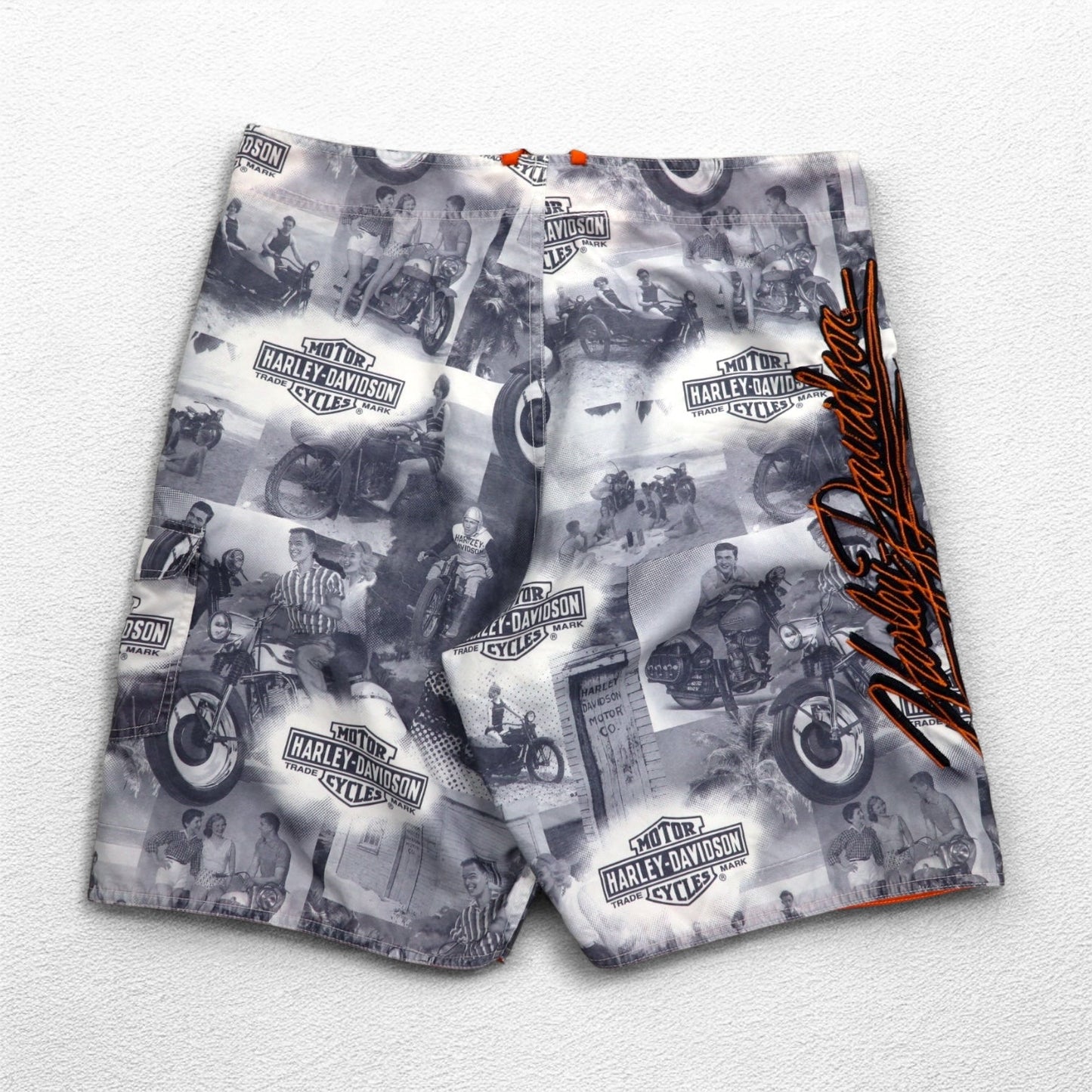 HARLEY DAVIDSON 水陸両用 総柄 ボードショーツ ショートパンツ XL グレー ナイロン
